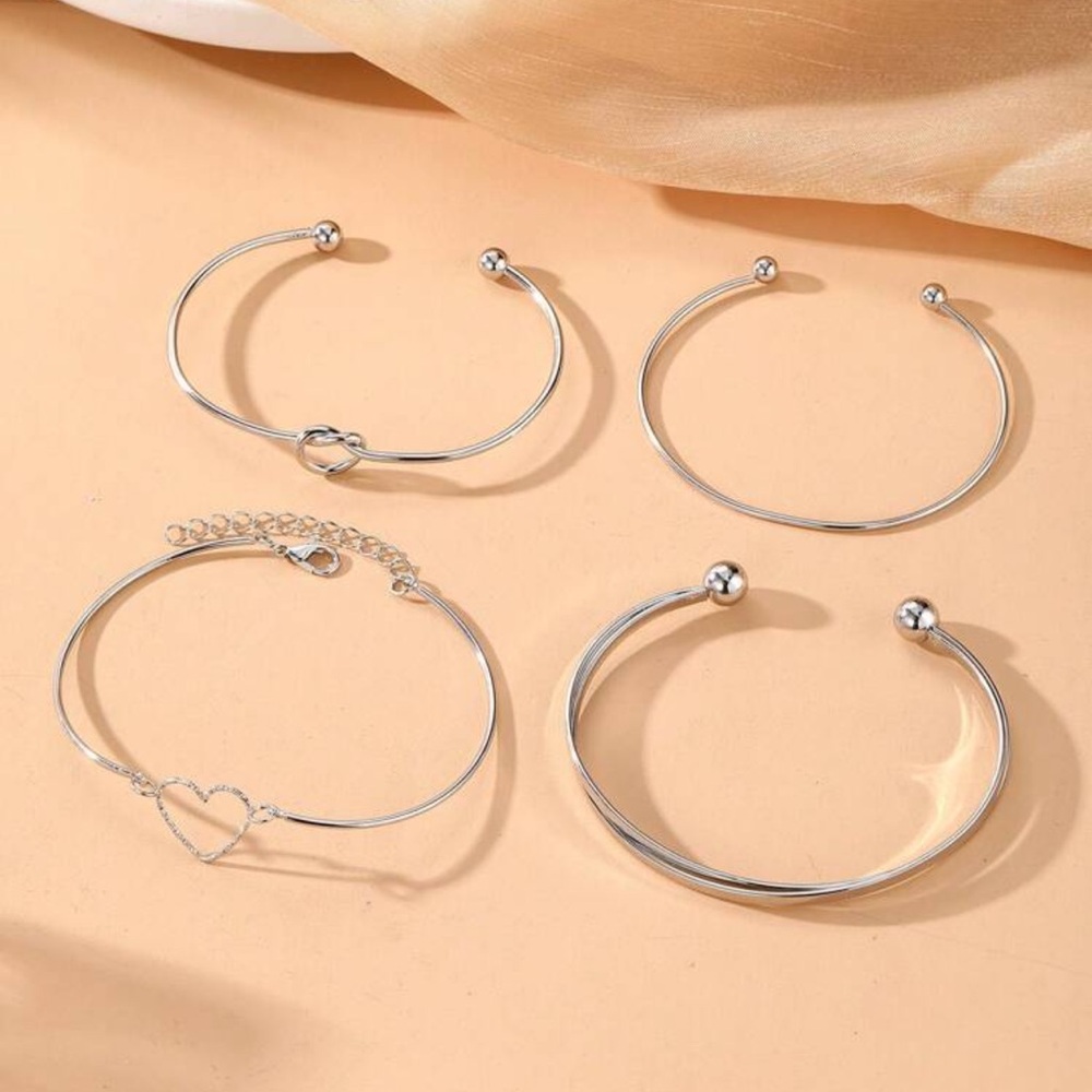 Elegant Silver gray  Heart Bracelet Set - Picture 5 of 7